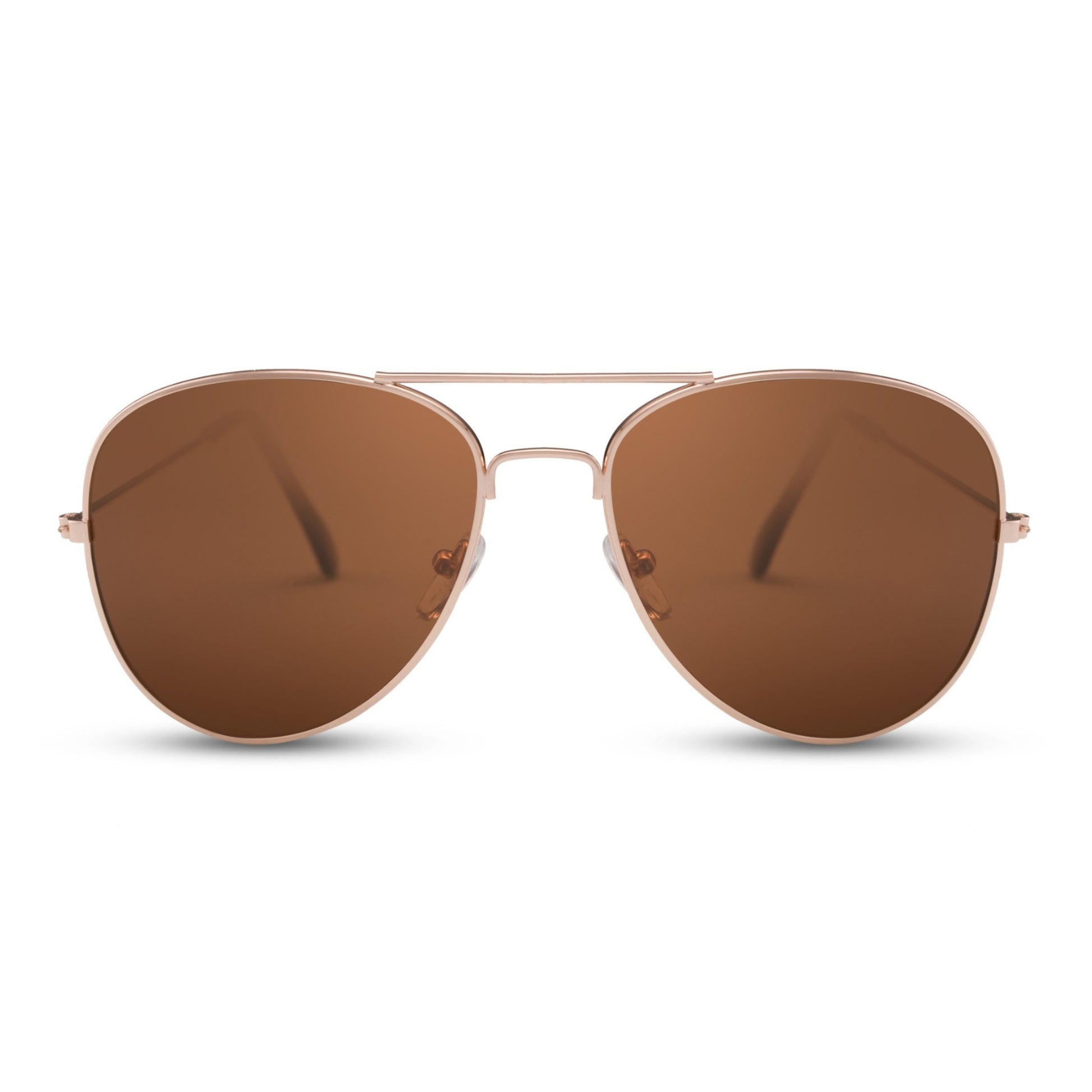 Οβάλ Γυαλιά Ηλίου Aviator της Exposure Sunglasses με προστασία UV400 σε χρυσό χρώμα σκελετού και καφέ φακό.