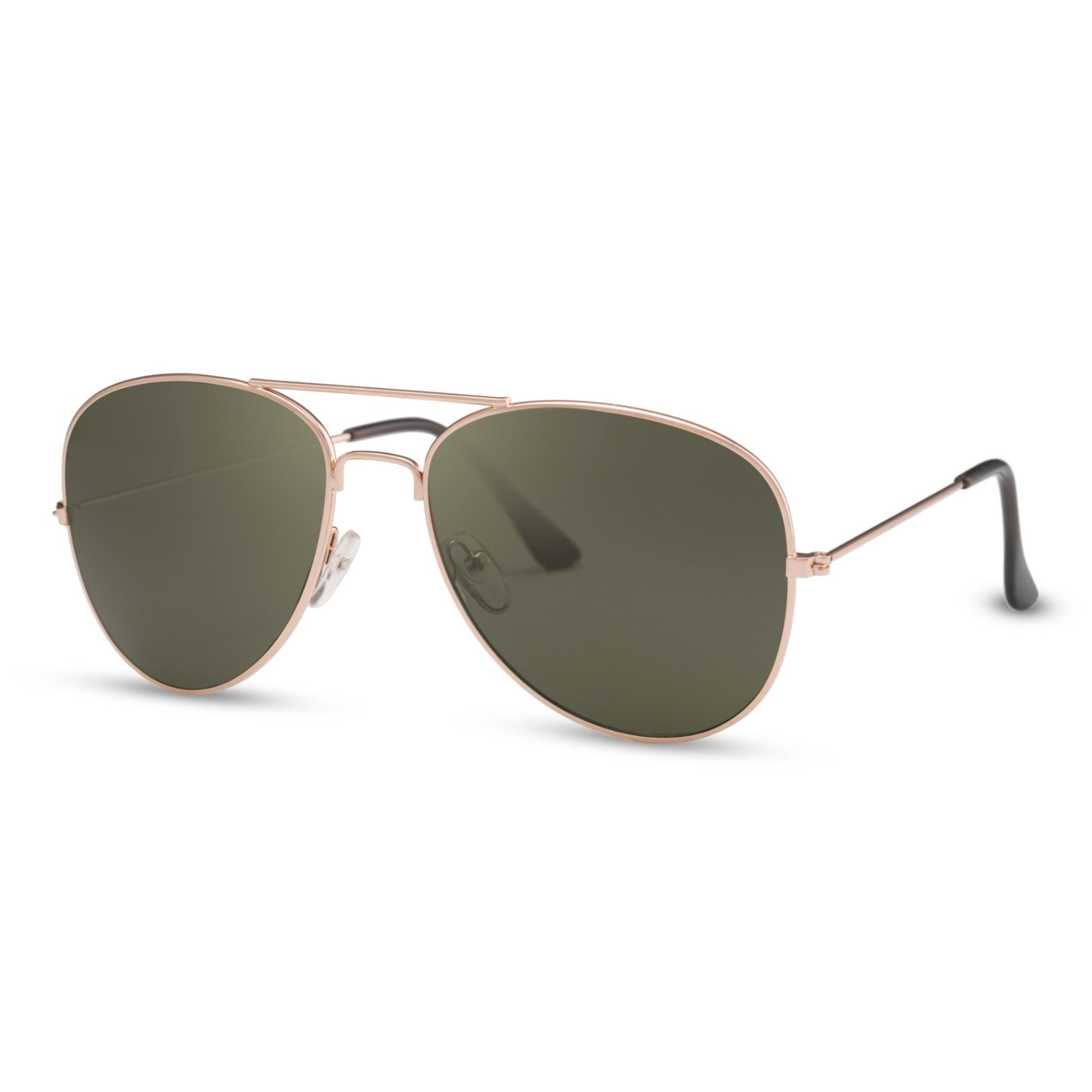 Οβάλ Γυαλιά Ηλίου Aviator της Exposure Sunglasses με προστασία UV400 σε χρυσό χρώμα σκελετού και πράσινο φακό.