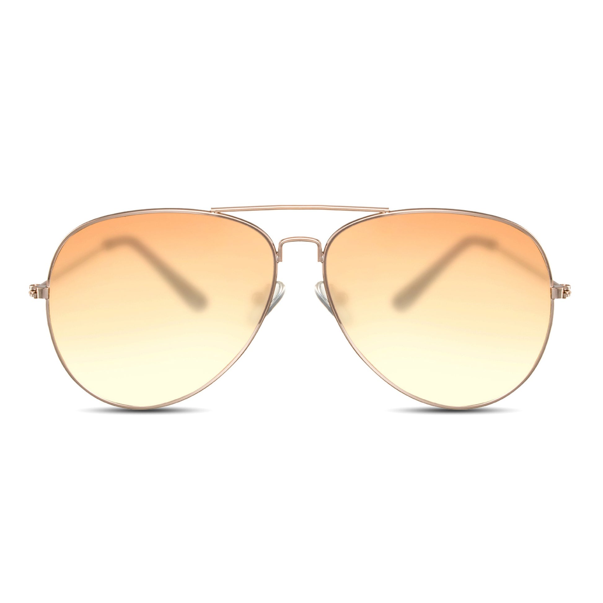 Οβάλ Γυαλιά Ηλίου Aviator της Exposure Sunglasses με προστασία UV400 σε χρυσό χρώμα σκελετού και πορτοκαλί φακό.