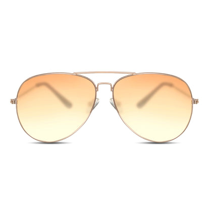 Οβάλ Γυαλιά Ηλίου Aviator της Exposure Sunglasses με προστασία UV400 σε χρυσό χρώμα σκελετού και πορτοκαλί φακό.