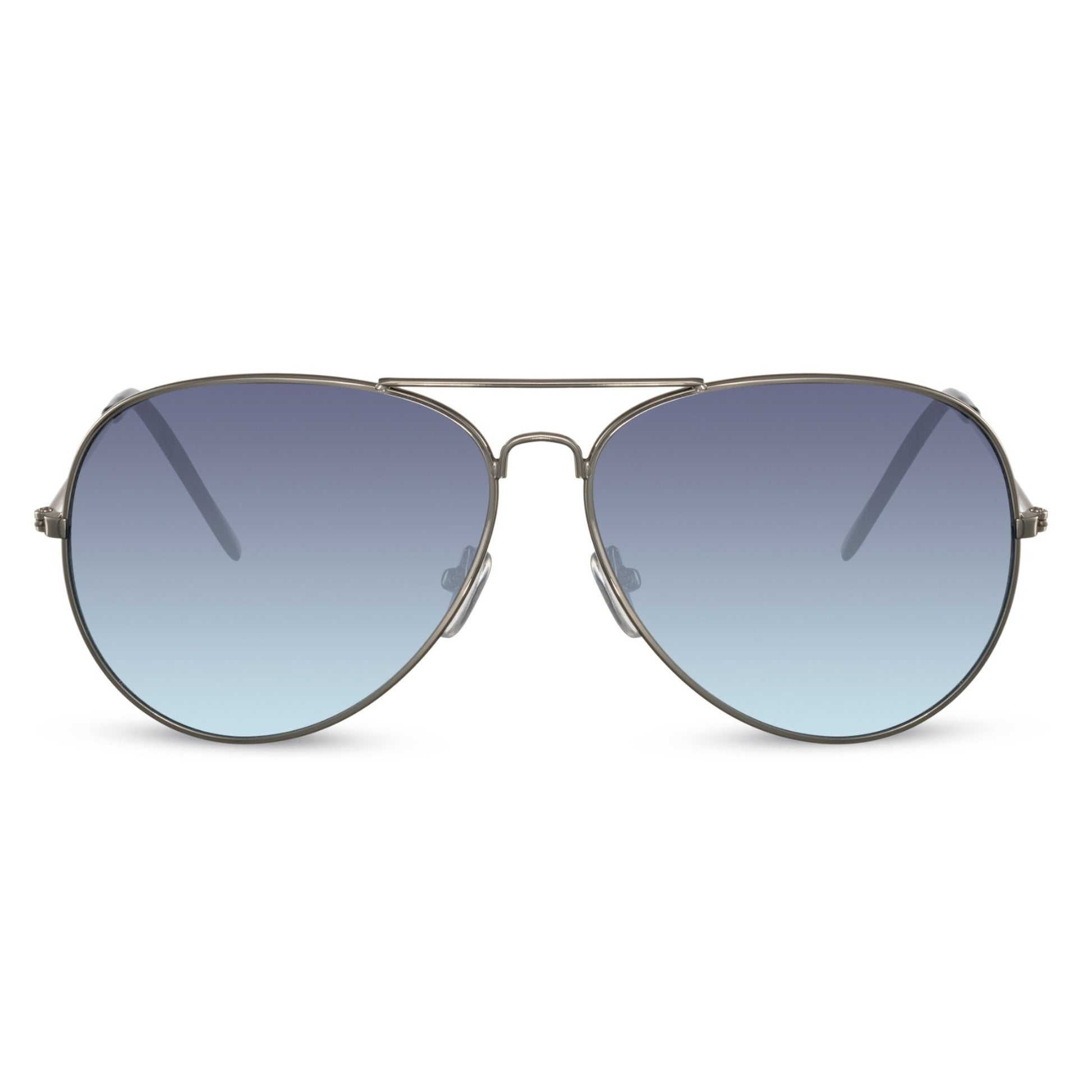 Οβάλ Γυαλιά Ηλίου Aviator της Exposure Sunglasses με προστασία UV400 σε ασημί χρώμα σκελετού και μπλε φακό.