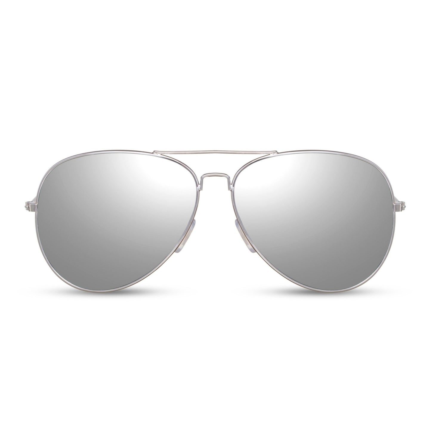 Οβάλ Γυαλιά Ηλίου Aviator της Exposure Sunglasses με προστασία UV400 σε ασημί χρώμα σκελετού και ασημί φακό.