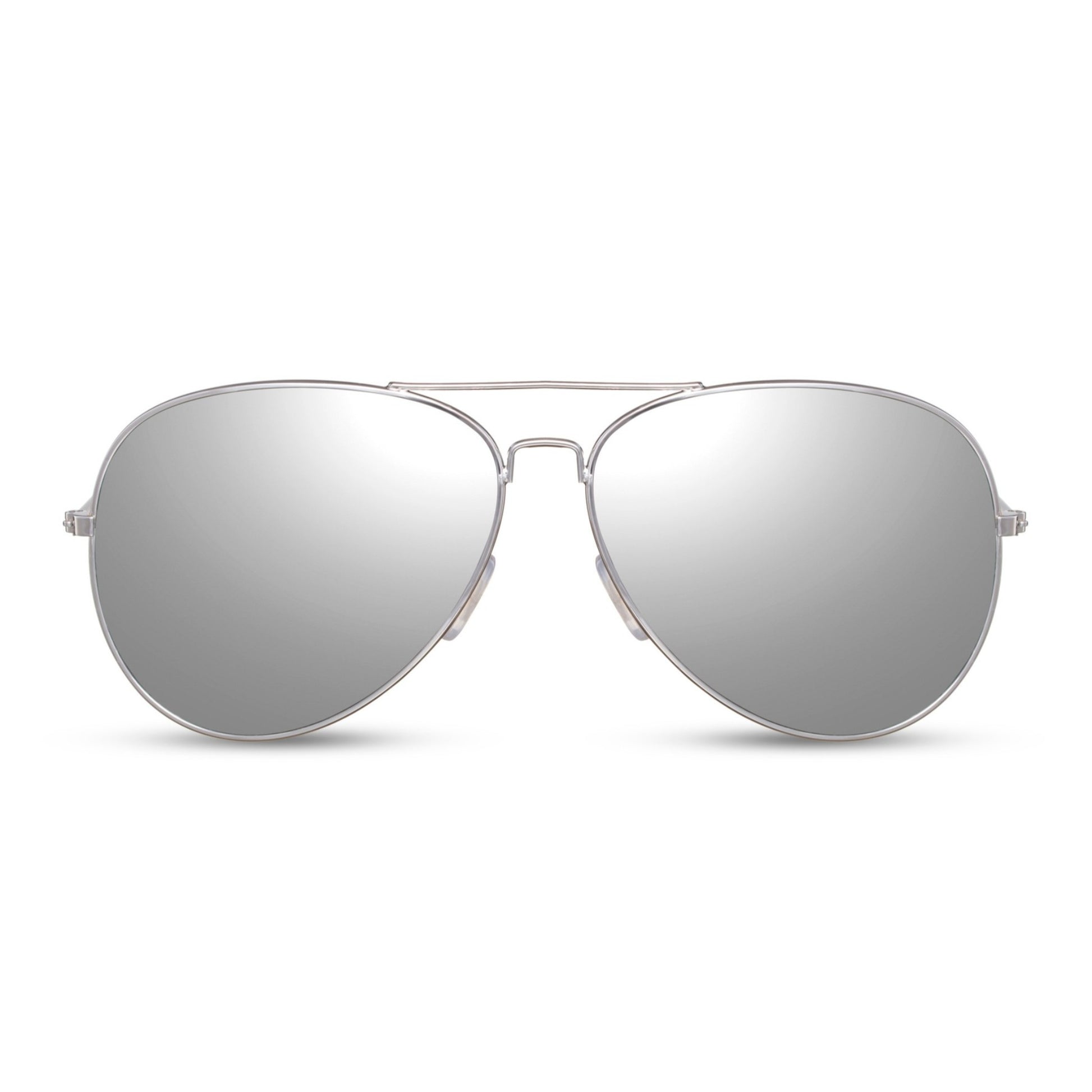 Οβάλ Γυαλιά Ηλίου Aviator της Exposure Sunglasses με προστασία UV400 σε ασημί χρώμα σκελετού και ασημί φακό.