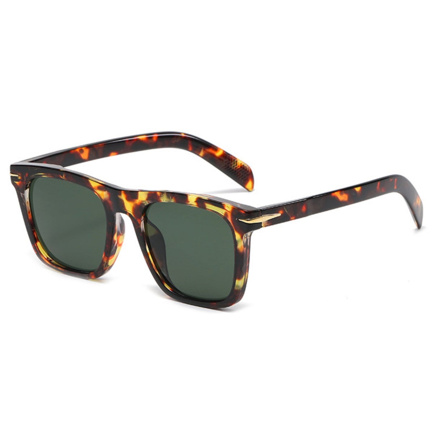 Polarized Brighton γυαλιά ηλίου με προστασία UV400 με λεοπάρ σκελετό και πράσινο φακό. Πλάγια προβολή