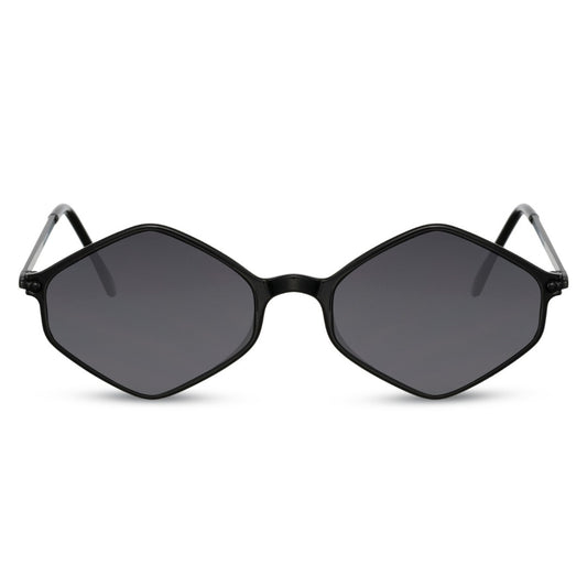 Πολύγωνα Γυαλιά Ηλίου Ithaki της Exposure Sunglasses με προστασία UV400 σε μαύρο χρώμα σκελετού και μαύρο φακό.