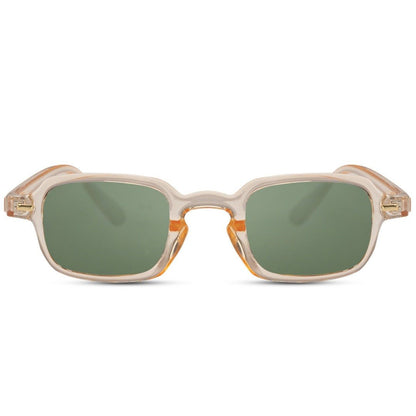 Τετράγωνα Γυαλιά ηλίου Luminous της Exposure Sunglasses με προστασία UV400 με μπεζ σκελετό και πράσινο φακό.