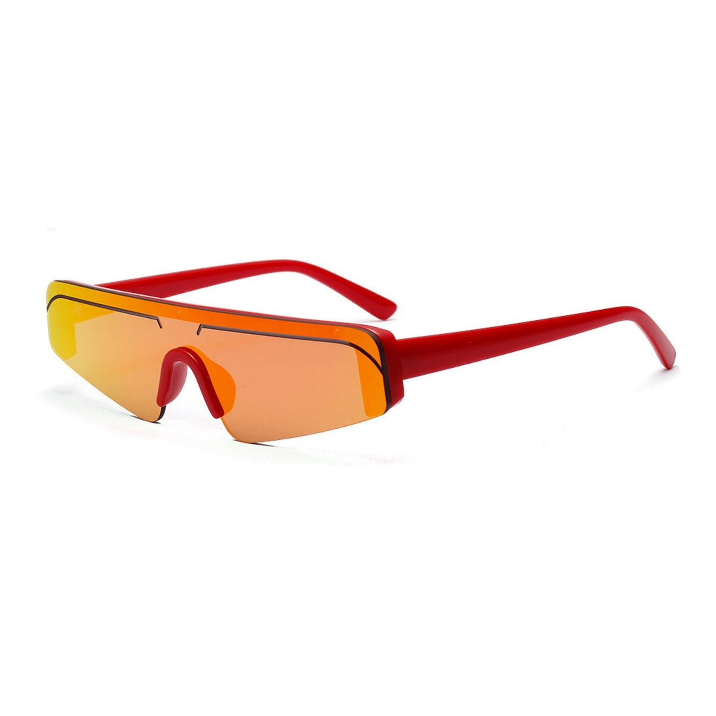 Γυαλιά ηλίου (Μάσκα) Miami της Exposure Sunglasses με προστασία UV400 με κόκκινο σκελετό και κόκκινο φακό. Πλάγια προβολή.