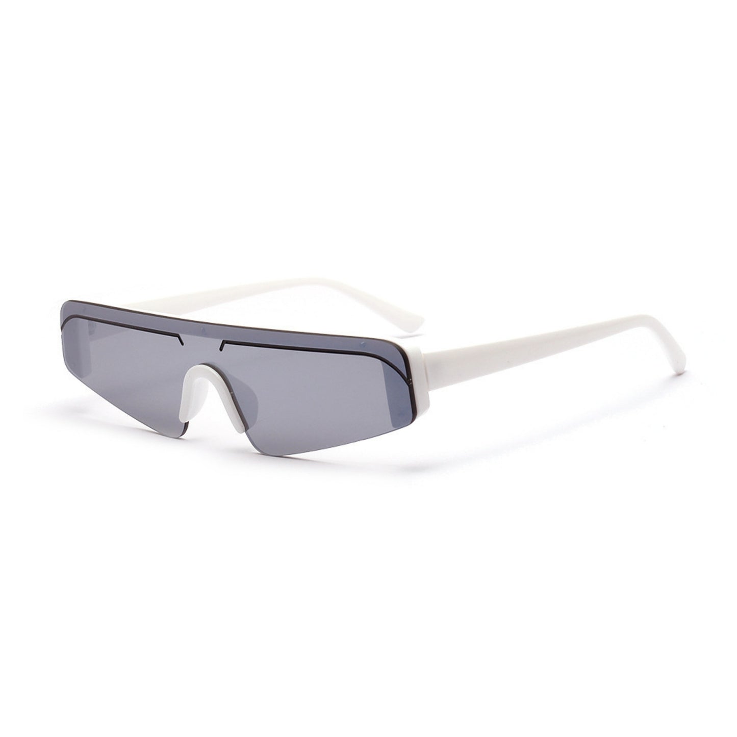 Γυαλιά ηλίου (Μάσκα) Miami της Exposure Sunglasses με προστασία UV400 με άσπρο σκελετό και ασημί φακό. Πλάγια προβολή.