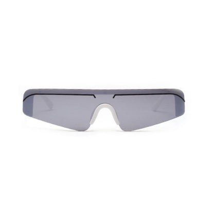 Γυαλιά ηλίου (Μάσκα) Miami της Exposure Sunglasses με προστασία UV400 με άσπρο σκελετό και ασημί φακό.