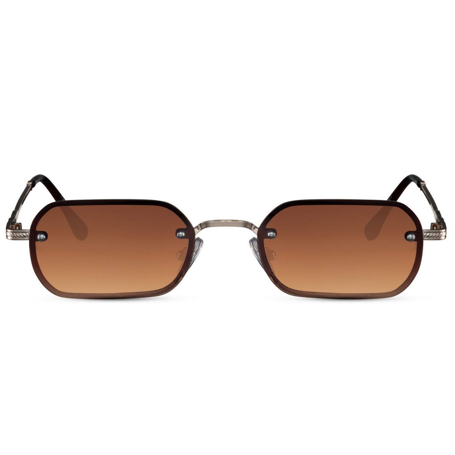 Ορθογώνια Γυαλιά ηλίου New York από την Exposure Sunglasses με προστασία UV400 με χρυσό σκελετό και καφέ φακό.
