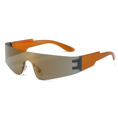 Γυαλιά ηλίου (μάσκα) Sunvio της Exposure Sunglasses με προστασία UV400 με πορτοκαλί σκελετό και μαύρο φακό.Πλάγια προβολή.