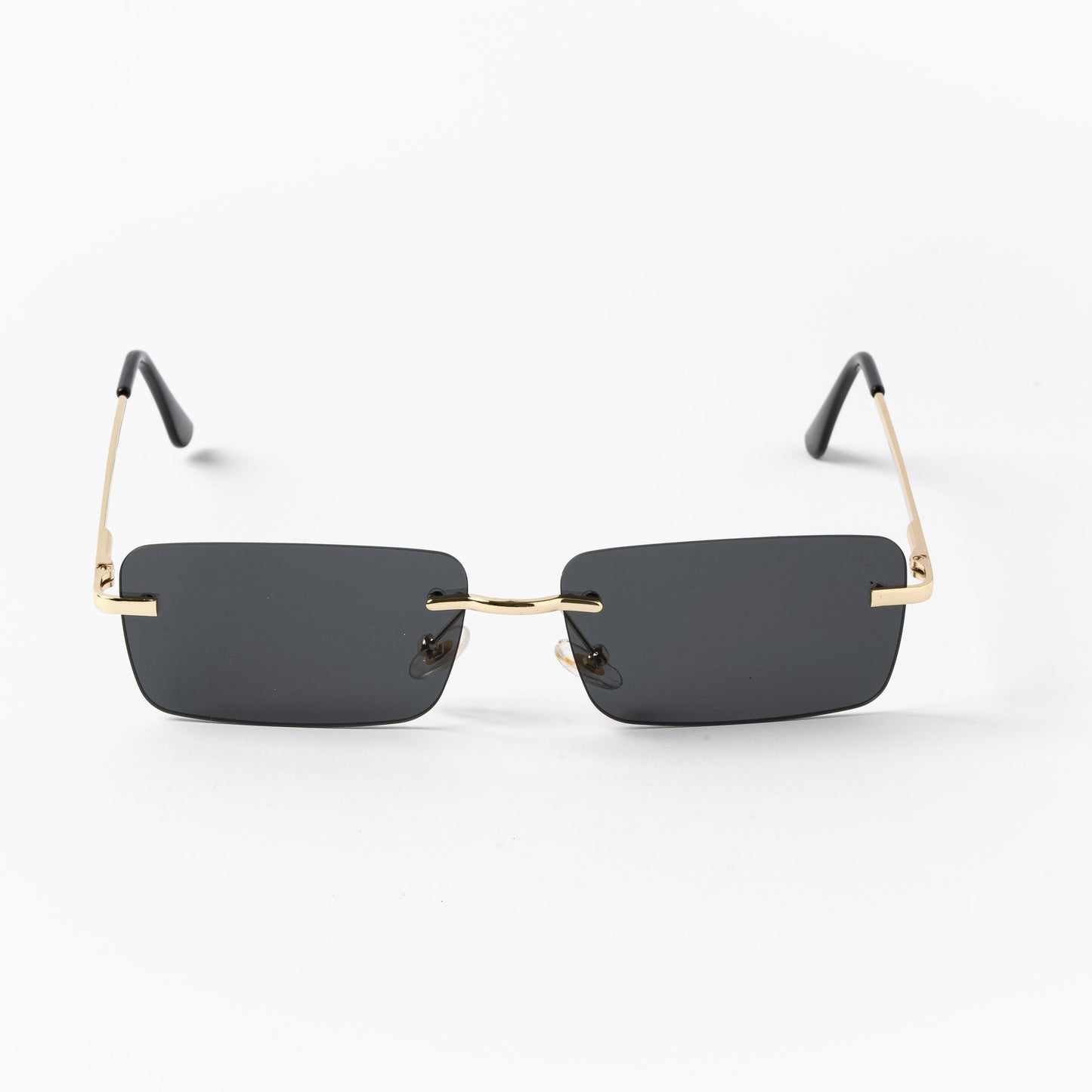 Ορθογώνια Γυαλιά Ηλίου Tez της Exposure Sunglasses με προστασία UV400 σε χρυσό χρώμα σκελετού και μαύρο φακό.