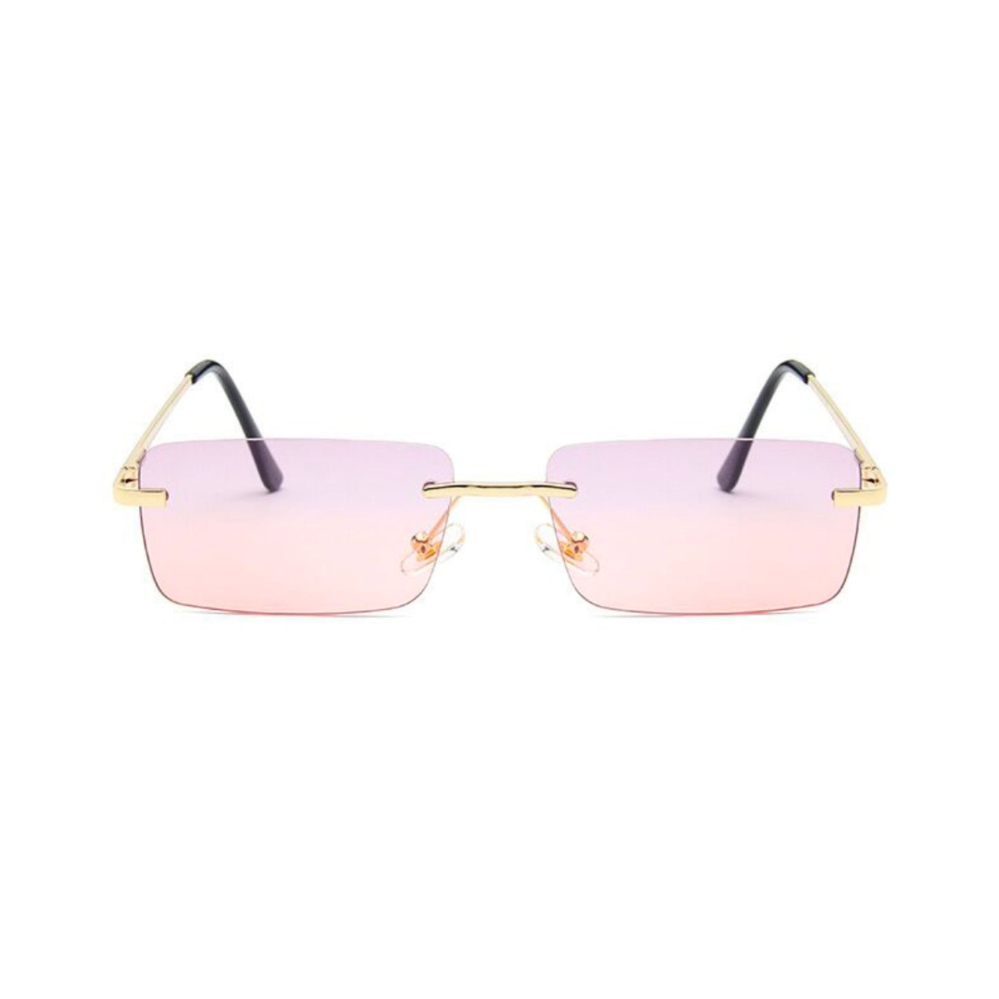 Ορθογώνια Γυαλιά Ηλίου Tez της Exposure Sunglasses με προστασία UV400 σε χρυσό χρώμα σκελετού και ροζ φακό.