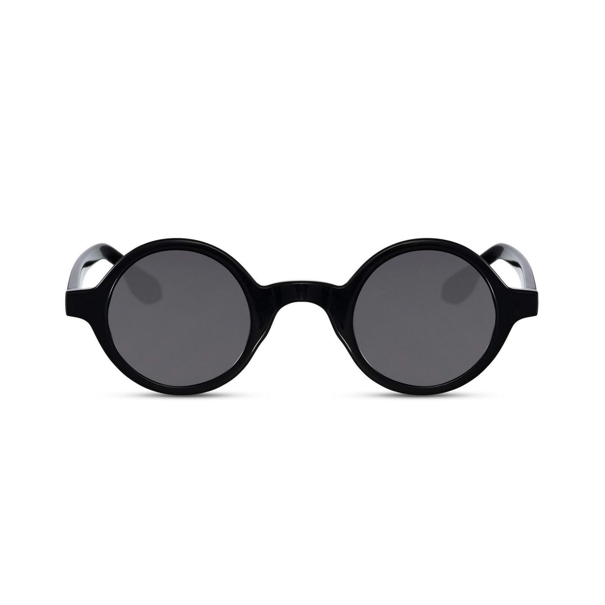 Στρογγυλά Γυαλιά Ηλίου Aurora της Exposure Sunglasses με προστασία UV400 σε μαύρο χρώμα σκελετού και μαύρο φακό.