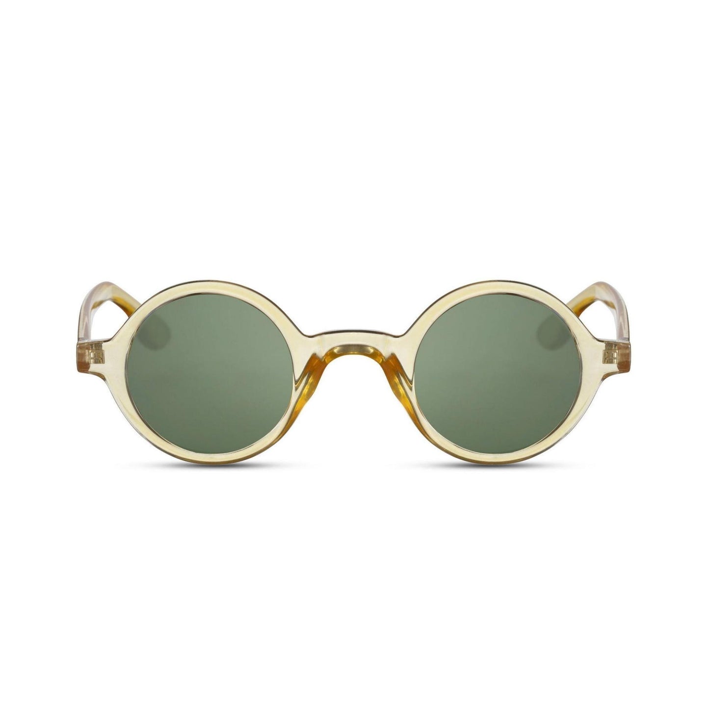 Στρογγυλά Γυαλιά Ηλίου Aurora της Exposure Sunglasses με προστασία UV400 σε κίτρινο χρώμα σκελετού και πράσινο φακό.