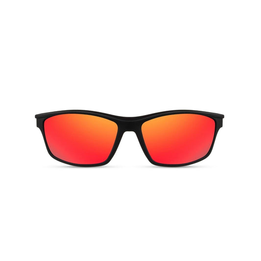 Ορθογώνια Γυαλιά Ηλίου Bike της Exposure Sunglasses με προστασία UV400 σε μαύρο χρώμα σκελετού και κόκκινο φακό.