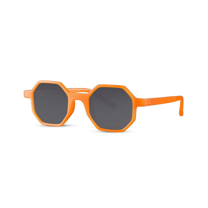 Στρογγυλά Γυαλιά Ηλίου Boheme της Exposure Sunglasses με προστασία UV400 σε πορτοκαλί χρώμα σκελετού και μαύρο φακό. Πλάγια