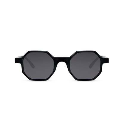 Στρογγυλά Γυαλιά Ηλίου Boheme της Exposure Sunglasses με προστασία UV400 σε μαύρο χρώμα σκελετού και μαύρο φακό.