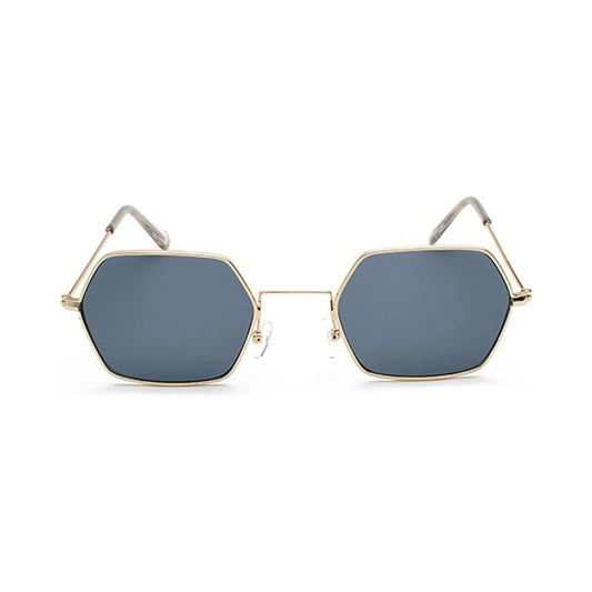 Γυαλιά ηλίου Delta της Exposure Sunglasses με προστασία UV400 με χρυσό σκελετό και μαύρο φακό. Πλάγια προβολή