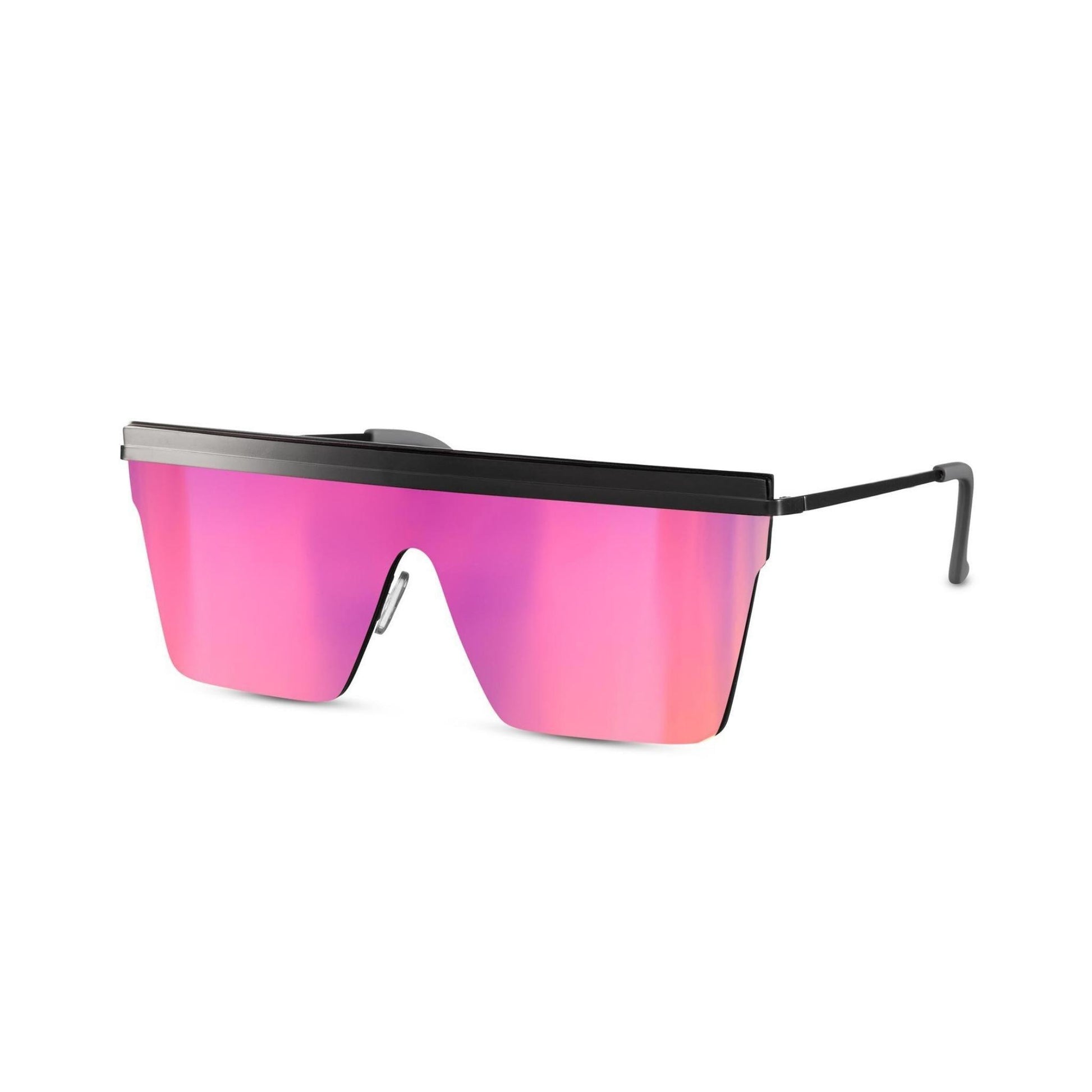 Γυαλιά ηλίου Jackie (μάσκα) της Exposure Sunglasses με προστασία UV400 με ασημί σκελετό και μωβ φακό.Πλάγια προβολή