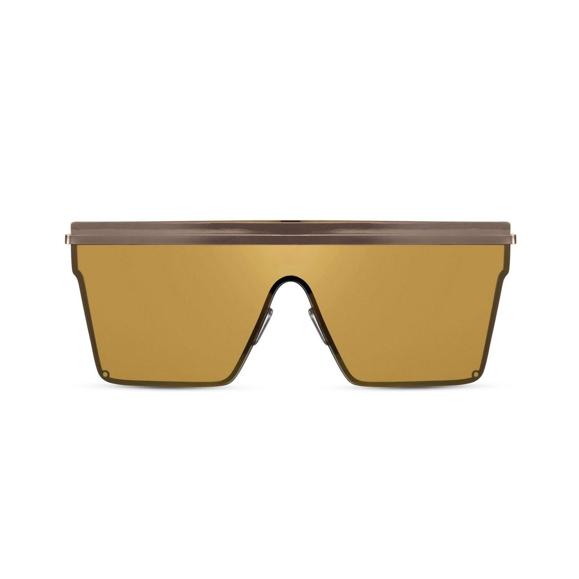 Γυαλιά ηλίου Jackie (μάσκα) της Exposure Sunglasses με προστασία UV400 με χρυσό σκελετό και χρυσό φακό.