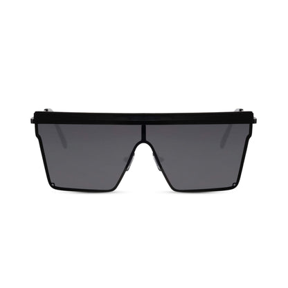 Γυαλιά ηλίου Jackie (μάσκα) της Exposure Sunglasses με προστασία UV400 με μαύρο σκελετό και μαύρο φακό.