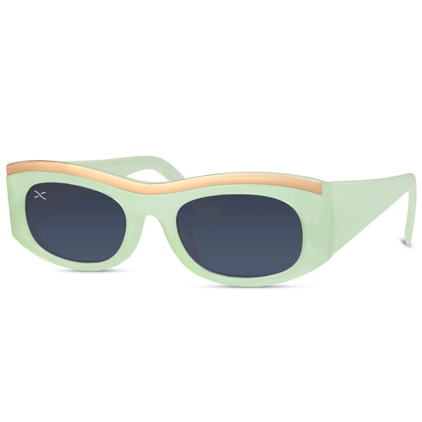 Ορθογώνια Γυαλιά Ηλίου Lisboa της Exposure Sunglasses με προστασία UV400 σε πράσινο χρώμα σκελετού και μαύρο φακό.
