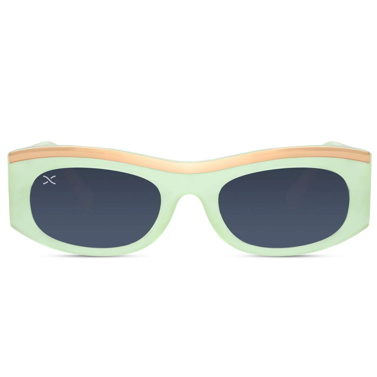 Ορθογώνια Γυαλιά Ηλίου Lisboa της Exposure Sunglasses με προστασία UV400 σε πράσινο χρώμα σκελετού και μαύρο φακό.