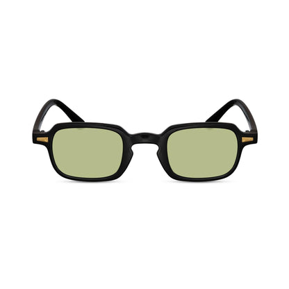 Τετράγωνα Γυαλιά ηλίου Luminous της Exposure Sunglasses με προστασία UV400 με μαύρο σκελετό και πράσινο φακό.