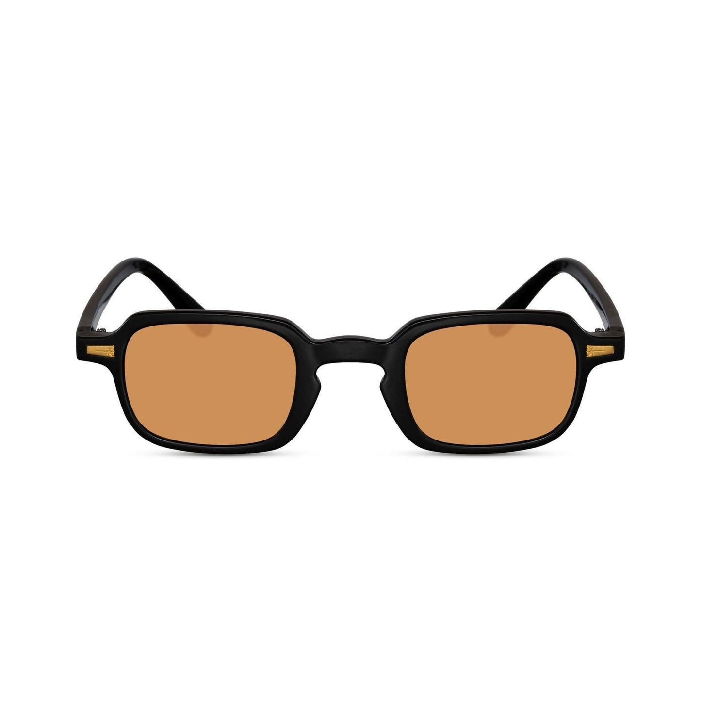Τετράγωνα Γυαλιά Ηλίου Luminous της Exposure Sunglasses με προστασία UV400 με  μαύρο σκελετό και πορτοκαλί φακό.