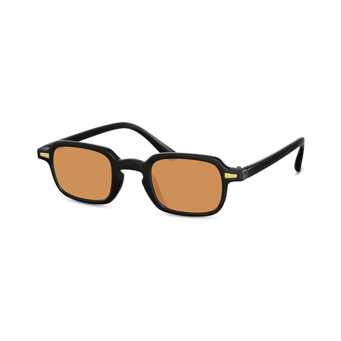 Τετράγωνα Γυαλιά ηλίου Luminous της Exposure Sunglasses με προστασία UV400 με μαύρο σκελετό και πορτοκαλί φακό.Πλάγια προβολή