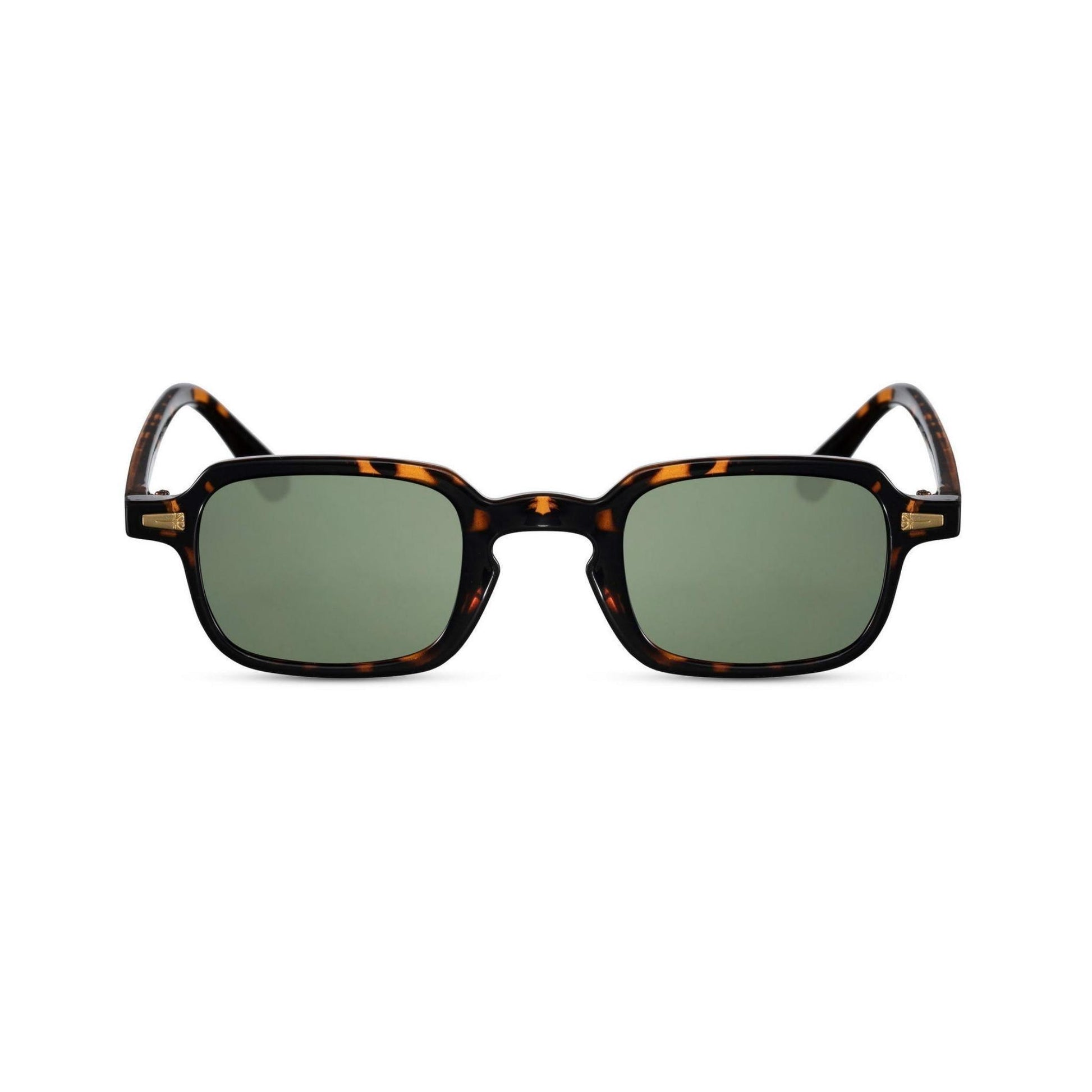 Τετράγωνα Γυαλιά ηλίου Luminous της Exposure Sunglasses με προστασία UV400 με καφέ σκελετό και πράσινο φακό.