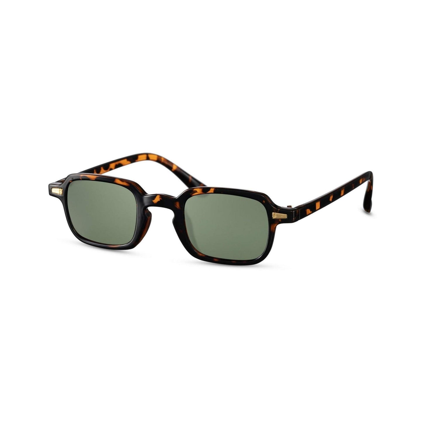 Τετράγωνα Γυαλιά ηλίου Luminous της Exposure Sunglasses με προστασία UV400 με καφέ σκελετό και πράσινο φακό. Πλάγια προβολή