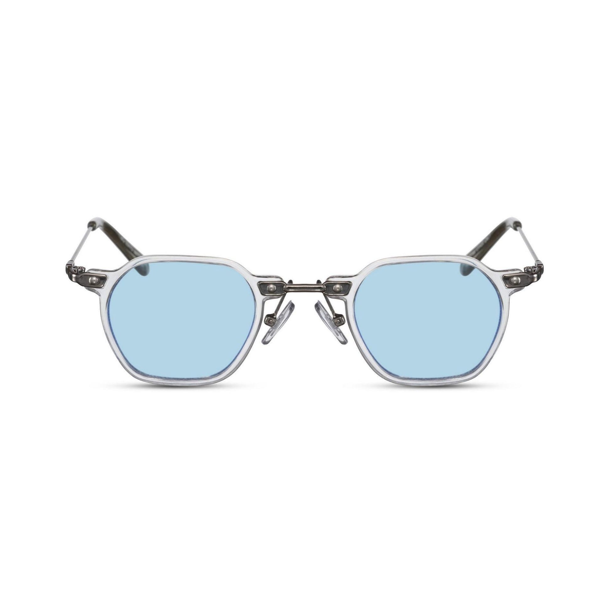 Γυαλιά ηλίου (retro) Mirage της Exposure Sunglasses με προστασία UV400 με άσπρο σκελετό και μπλε φακό.