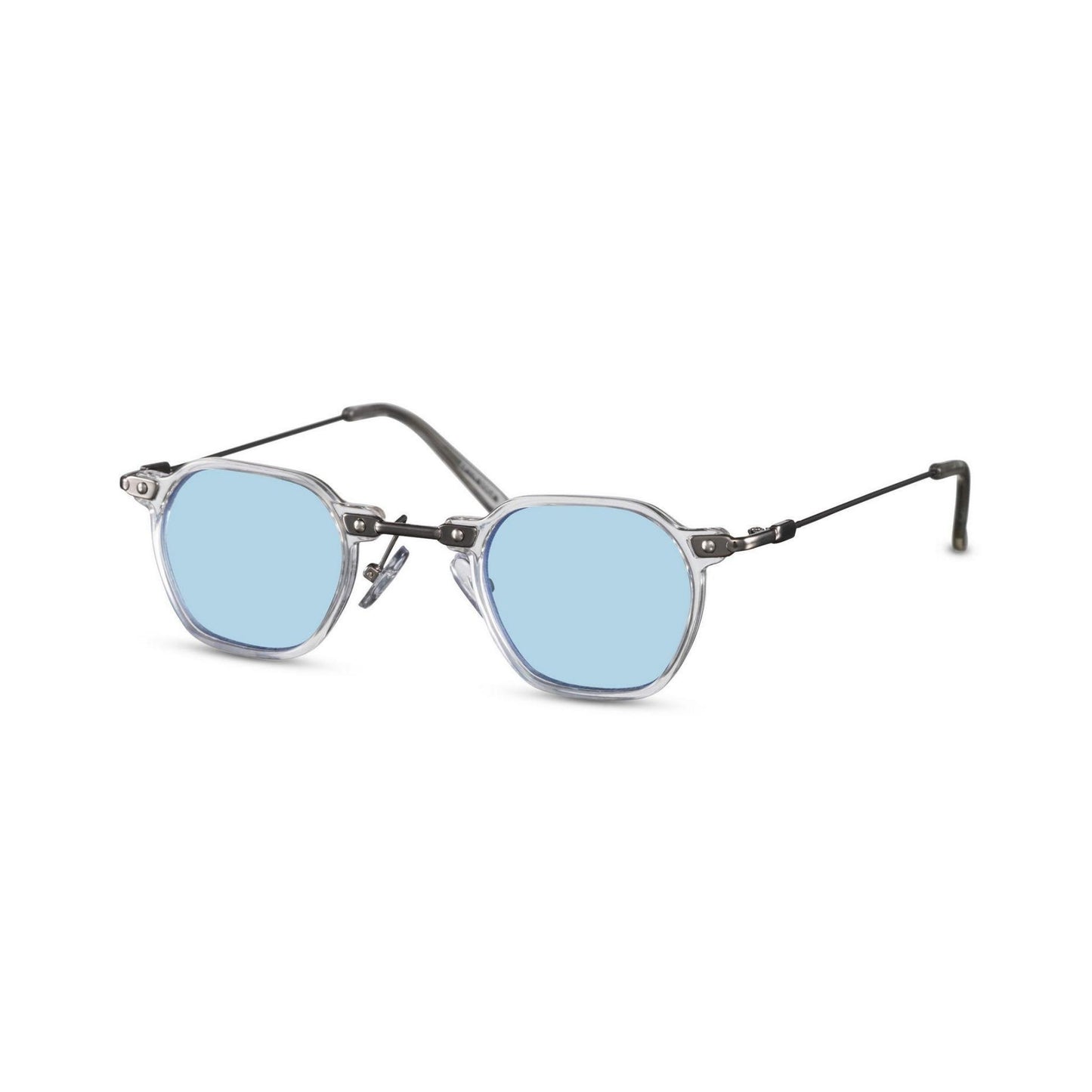 Γυαλιά ηλίου (retro) Mirage της Exposure Sunglasses με προστασία UV400 με άσπρο σκελετό και μπλε φακό. Πλάγια προβολή.
