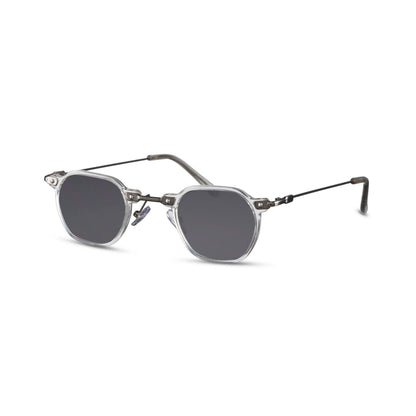 Γυαλιά ηλίου (retro) Mirage της Exposure Sunglasses με προστασία UV400 με λευκό σκελετό και μαύρο φακό. Πλάγια προβολή.