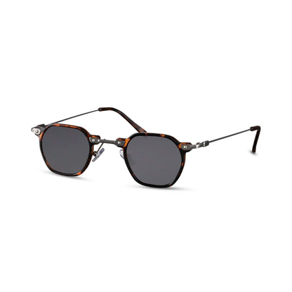 Γυαλιά ηλίου (retro) Mirage της Exposure Sunglasses με προστασία UV400 με καφέ σκελετό και μαύρο φακό. Πλάγια προβολή.