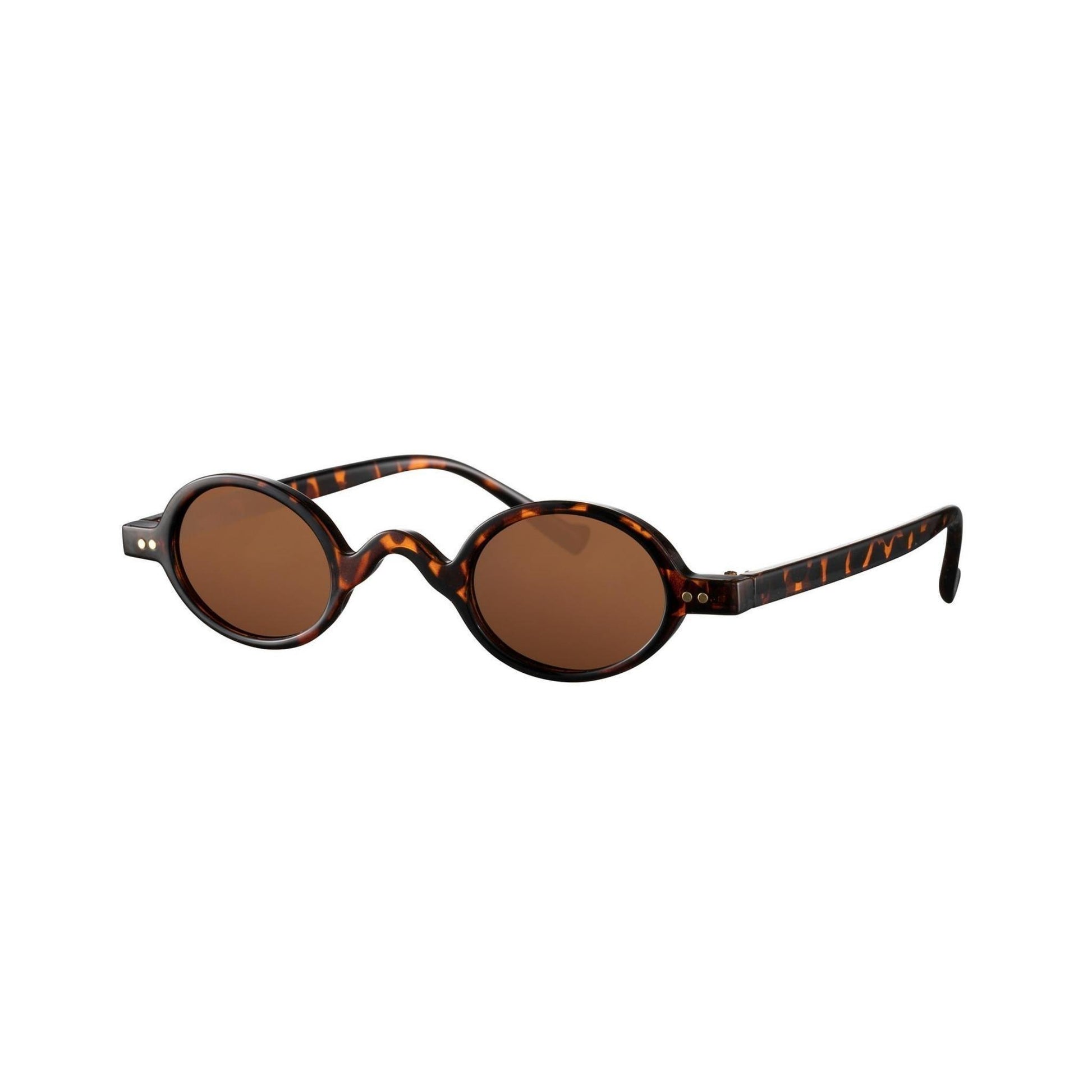 Γυαλιά ηλίου (στρογγυλά) Monaco της Exposure Sunglasses με προστασία UV400 με καφέ σκελετό και καφέ φακό.Πλάγια προβολή.