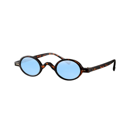Γυαλιά ηλίου (στρογγυλά) Monaco της Exposure Sunglasses με προστασία UV400 με καφέ σκελετό και μπλε φακό. Πλάγια προβολή.