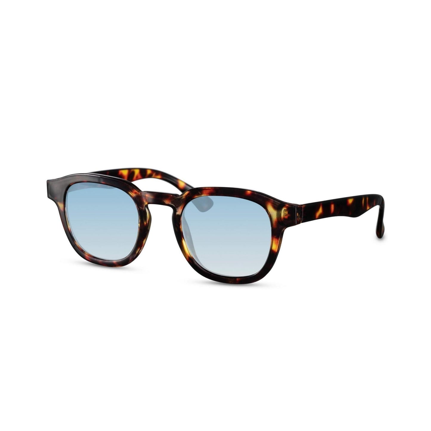 Γυαλιά ηλίου Montreal της Exposure Sunglasses με προστασία UV400 με καφέ σκελετό και μπλε φακό.Πλάγια προβολή.