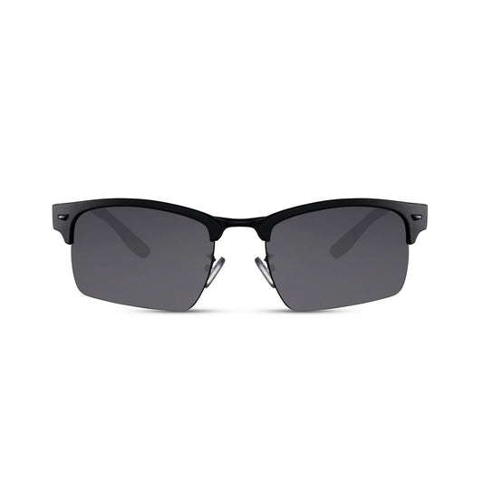 Γυαλιά ηλίου Perk από την Exposure Sunglasses με προστασία UV400 με μαύρο σκελετό και μαύρο φακό.