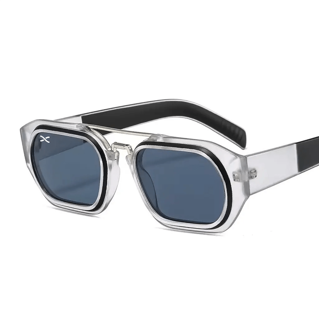 Γυαλιά Ηλίου Raptor της Exposure Sunglasses με προστασία UV400 σε μαύρο με άσπρο χρώμα σκελετού και μαύρο φακό.