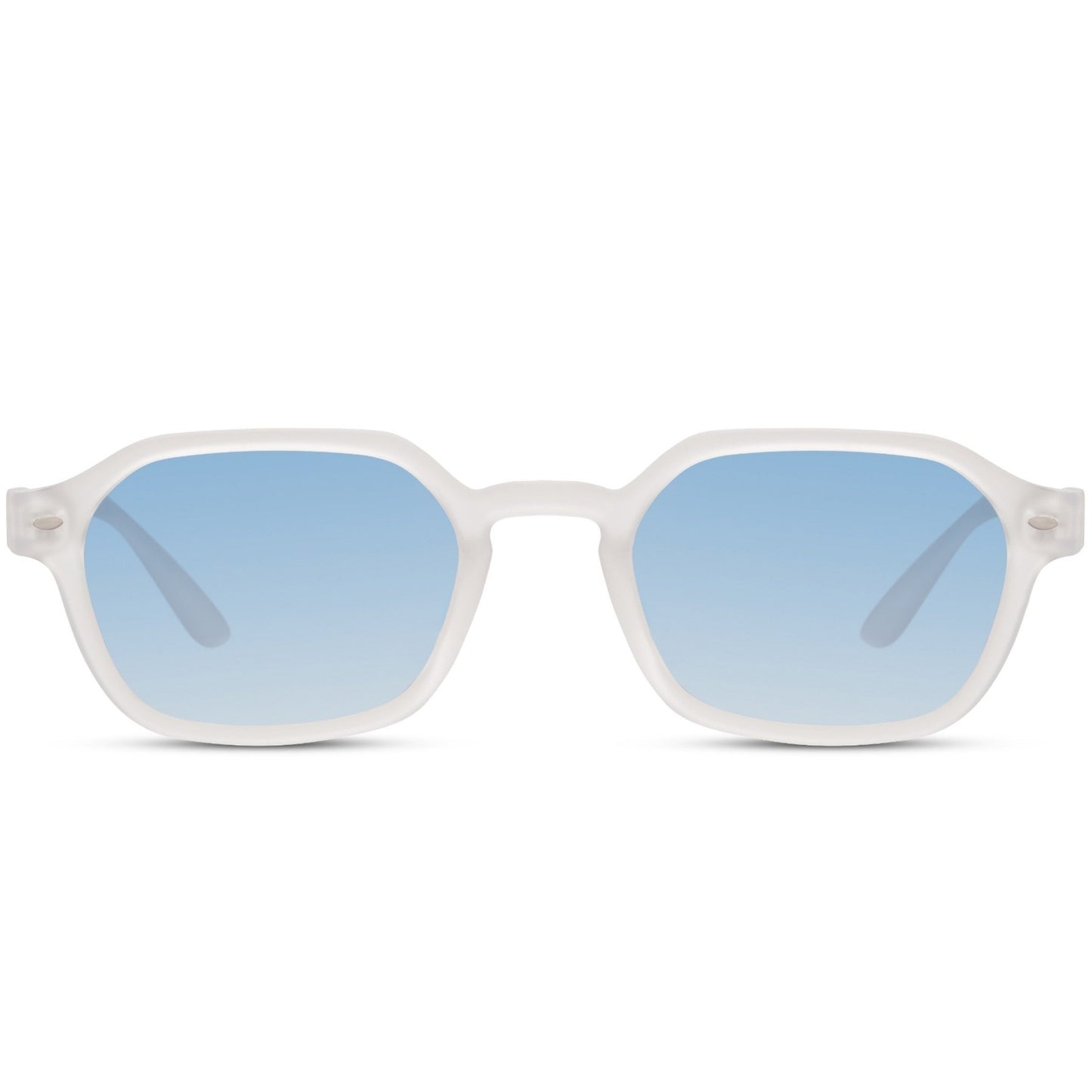 Γυαλιά Ηλίου Roman της Exposure Sunglasses με προστασία UV400 σε άσπρο χρώμα σκελετού και μπλε φακό.