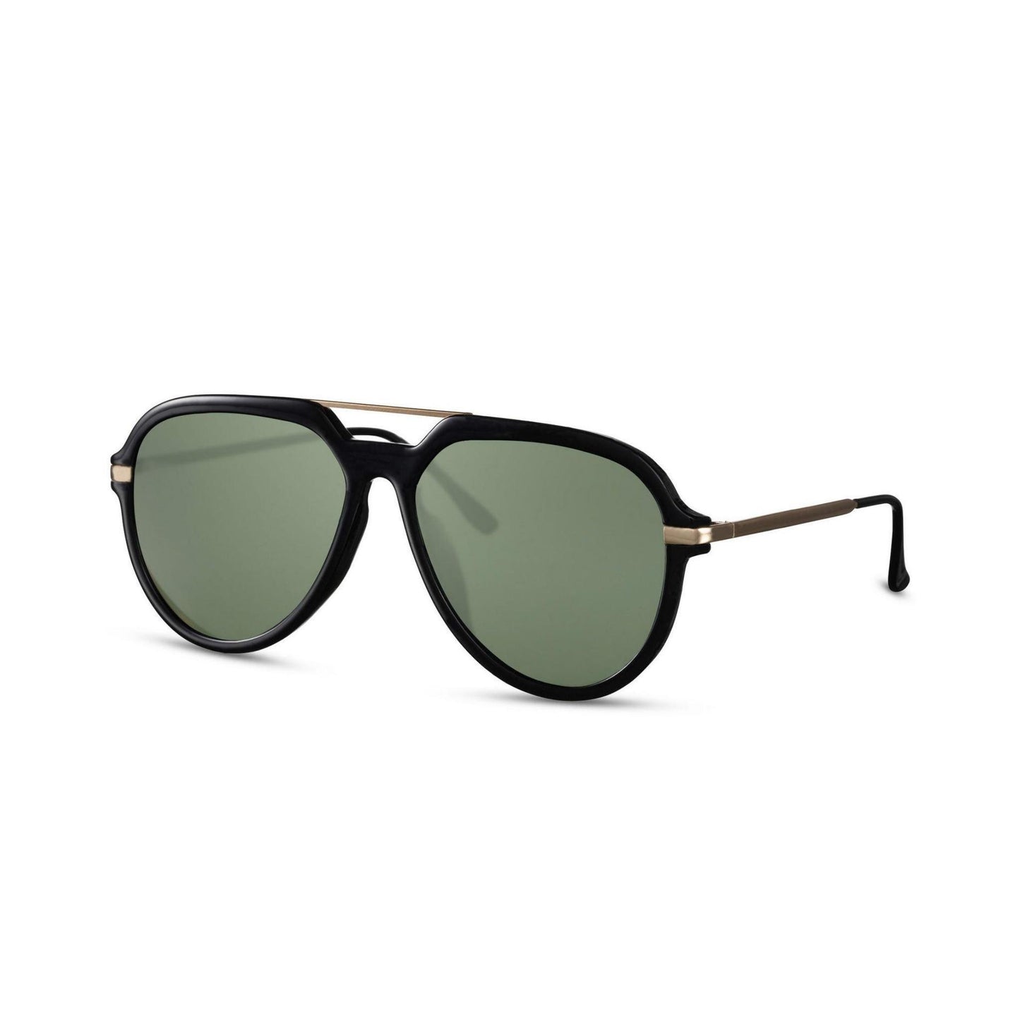 Γυαλιά Ηλίου (Aviator) Willy της Exposure Sunglasses με προστασία UV400 σε μαύρο χρώμα σκελετού και πράσινο φακό.