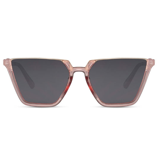 Γυαλιά ηλίου Venice από την Exposure Sunglasses με προστασία UV400 με ροζ σκελετό και μαύρο φακό.