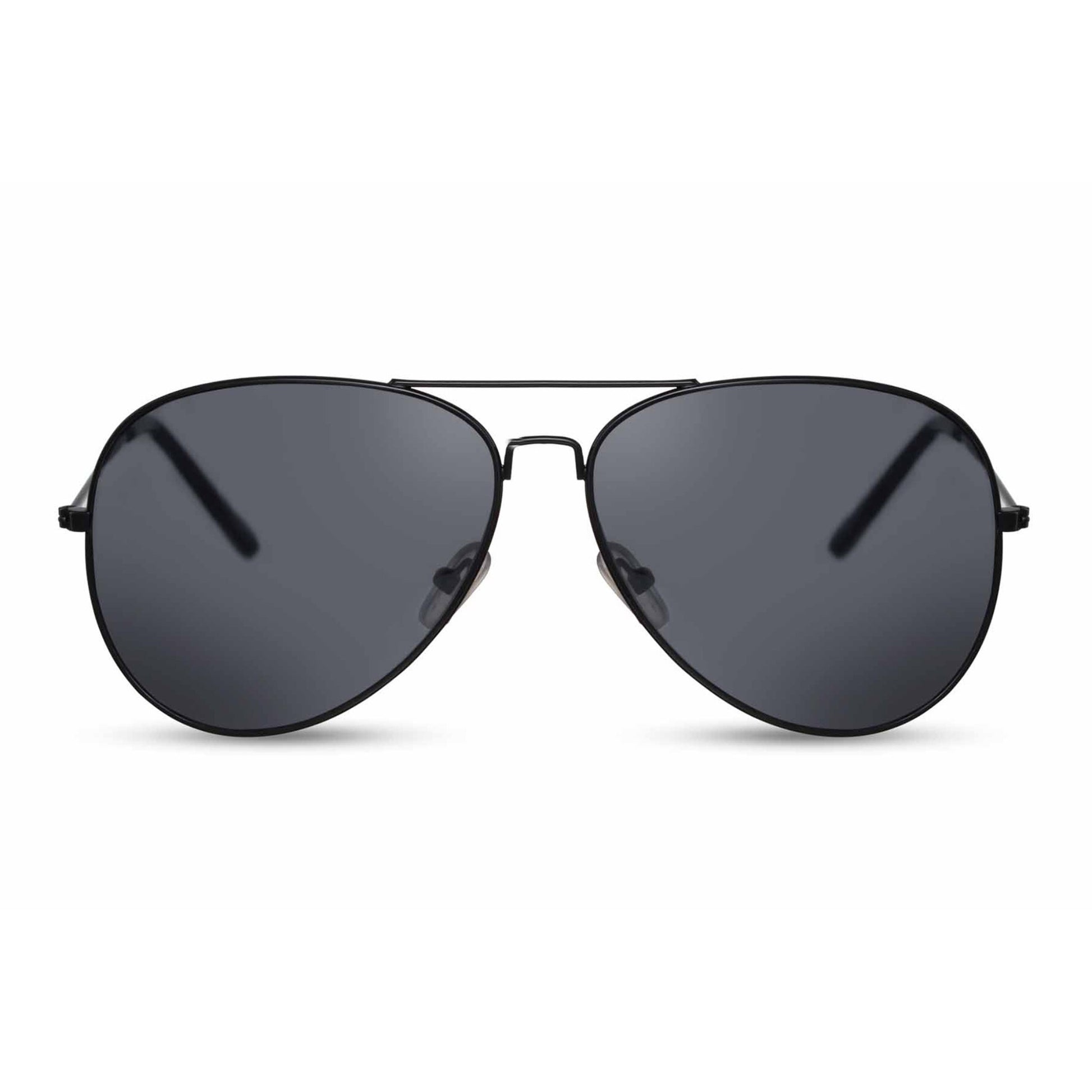 Οβάλ Γυαλιά Ηλίου Aviator της Exposure Sunglasses με προστασία UV400 σε μαύρο χρώμα σκελετού και μαύρο φακό.