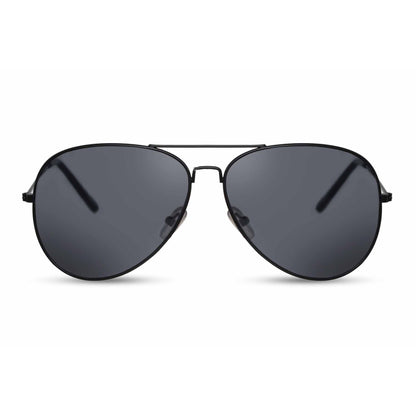 Οβάλ Γυαλιά Ηλίου Aviator της Exposure Sunglasses με προστασία UV400 σε μαύρο χρώμα σκελετού και μαύρο φακό.