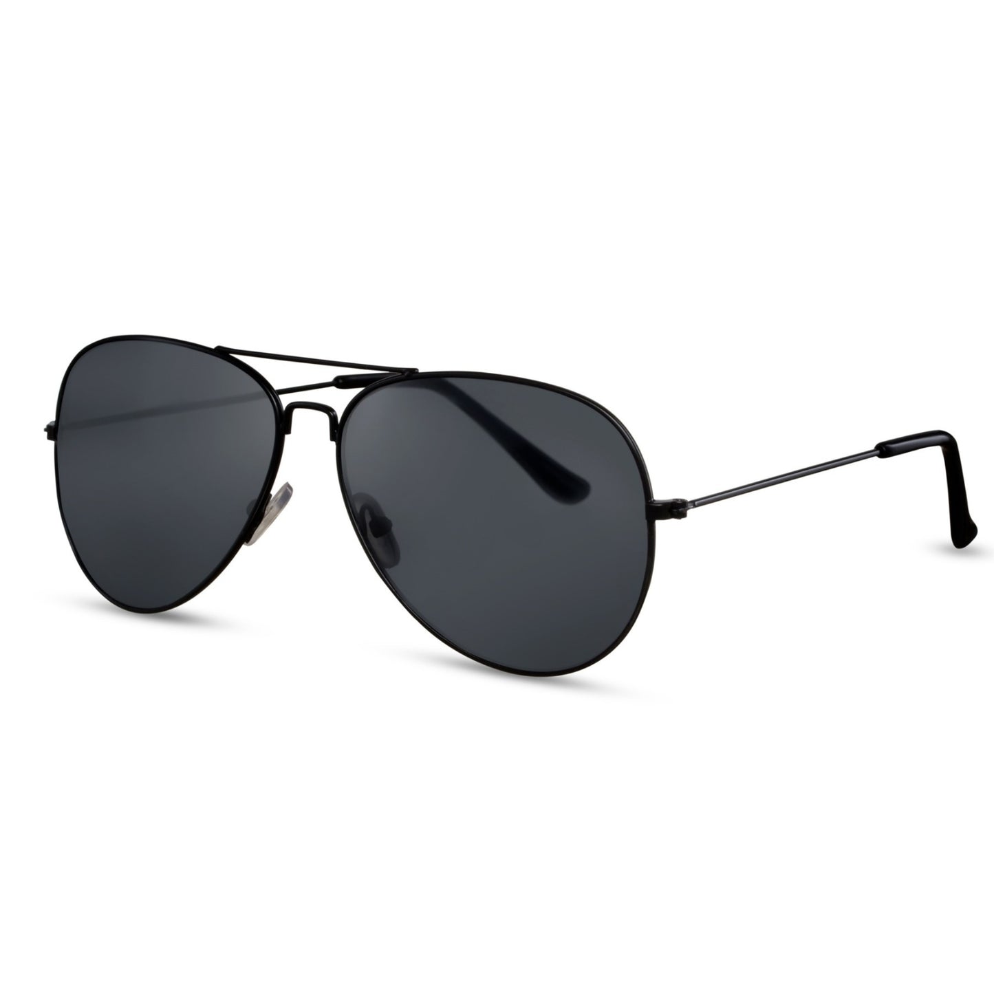 Οβάλ Γυαλιά Ηλίου Aviator της Exposure Sunglasses με προστασία UV400 σε μαύρο χρώμα σκελετού και μαύρο φακό. Πλάγια προβολή